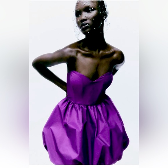 Zara | Dresses | Zara Purple Voluminous Mini Dress Xs Nwt | Poshmark